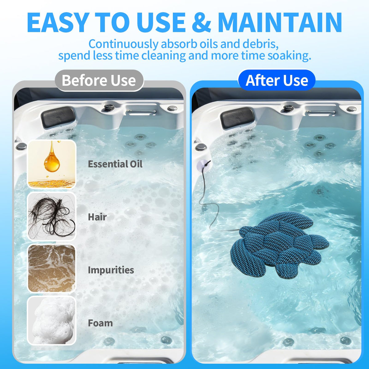 Ksheat oil and sunscreen absorber keeps spa water clear