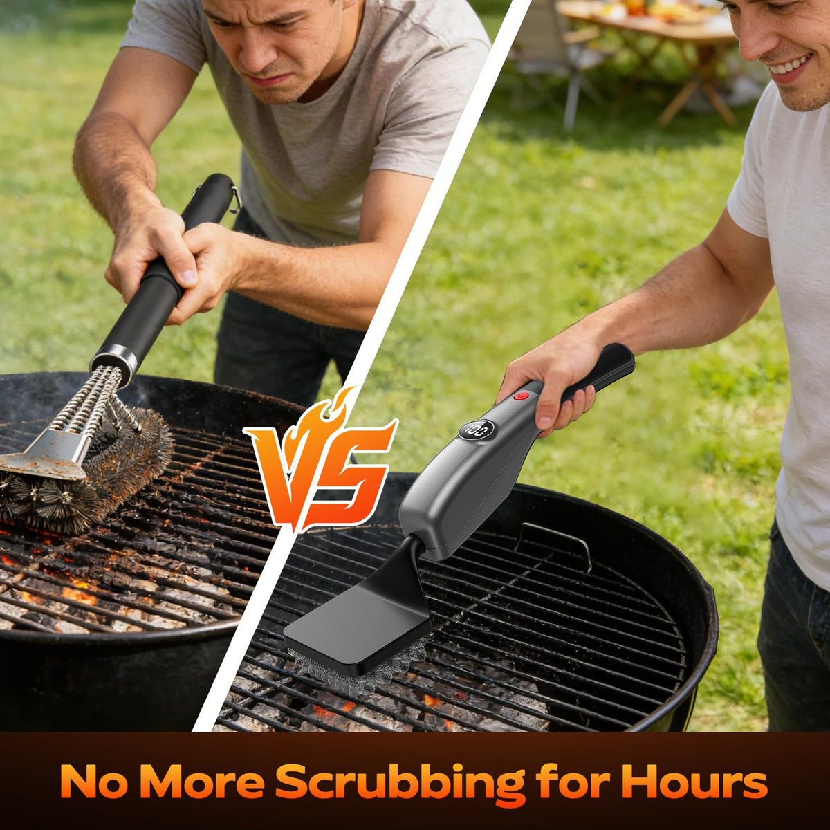 KSNLM 3600mAh battery grill brush for up to four hours of cleaning