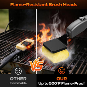 KSNLM reciprocating grill brush with 3 heads for edges and tight gaps