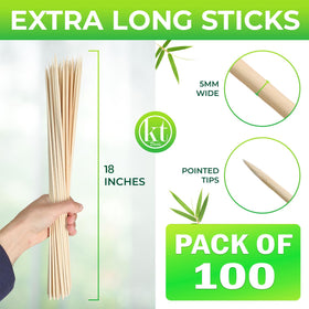 KT Deals bamboo kabob skewers 18 inches for uniform cooking.