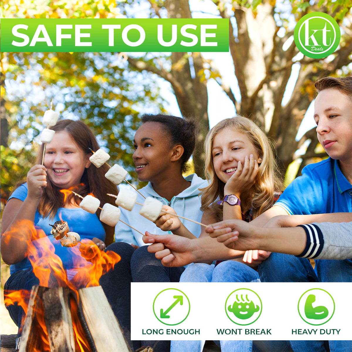 KT Deals natural bamboo sticks for barbecue, camping, and crafts.