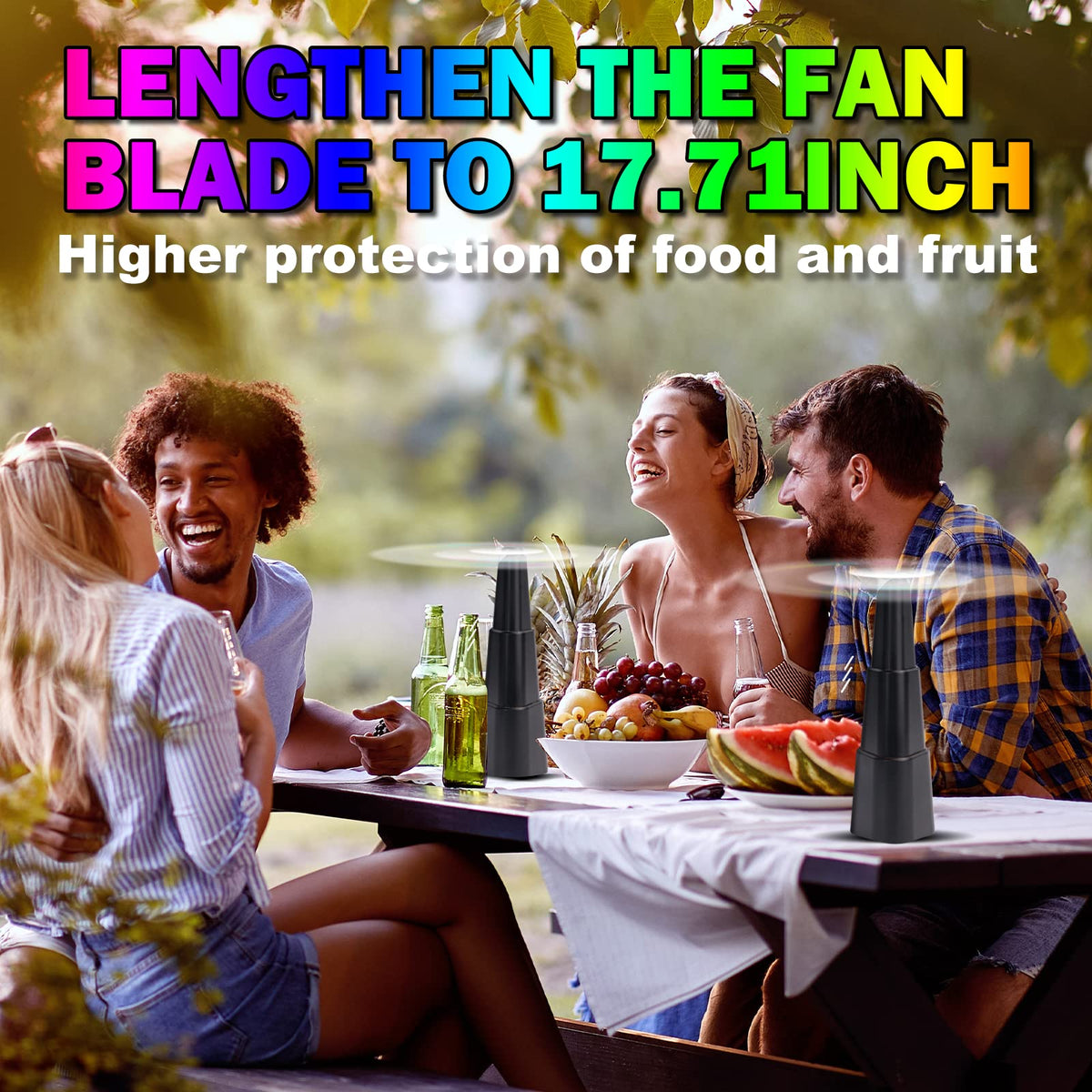 KTDRJN Fly Fans battery-powered operation provides quiet airflow for outdoor use.