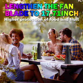 KTDRJN Fly Fans battery-powered operation provides quiet airflow for outdoor use.