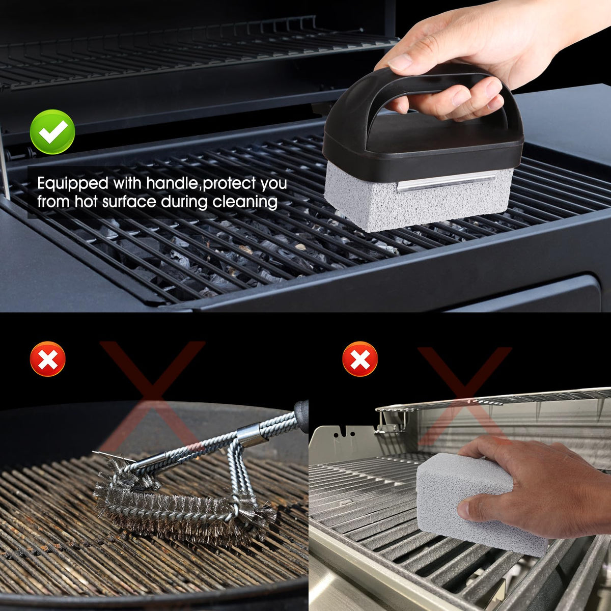 KTUOPEE griddle cleaning brick on a stovetop for quick cleanup