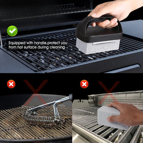 KTUOPEE griddle cleaning brick on a stovetop for quick cleanup