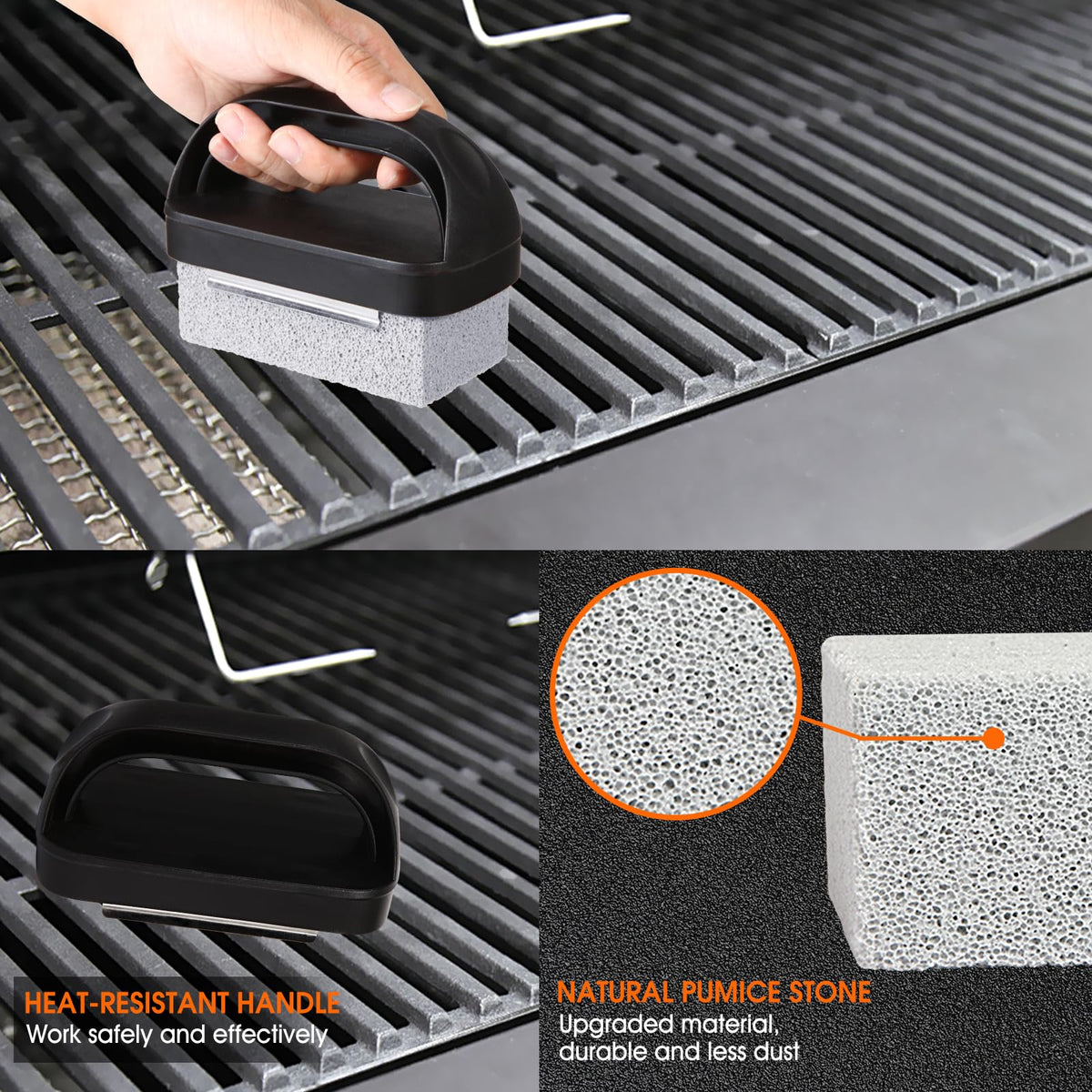 KTUOPEE grill grate cleaning brick in use removing burnt-on residue
