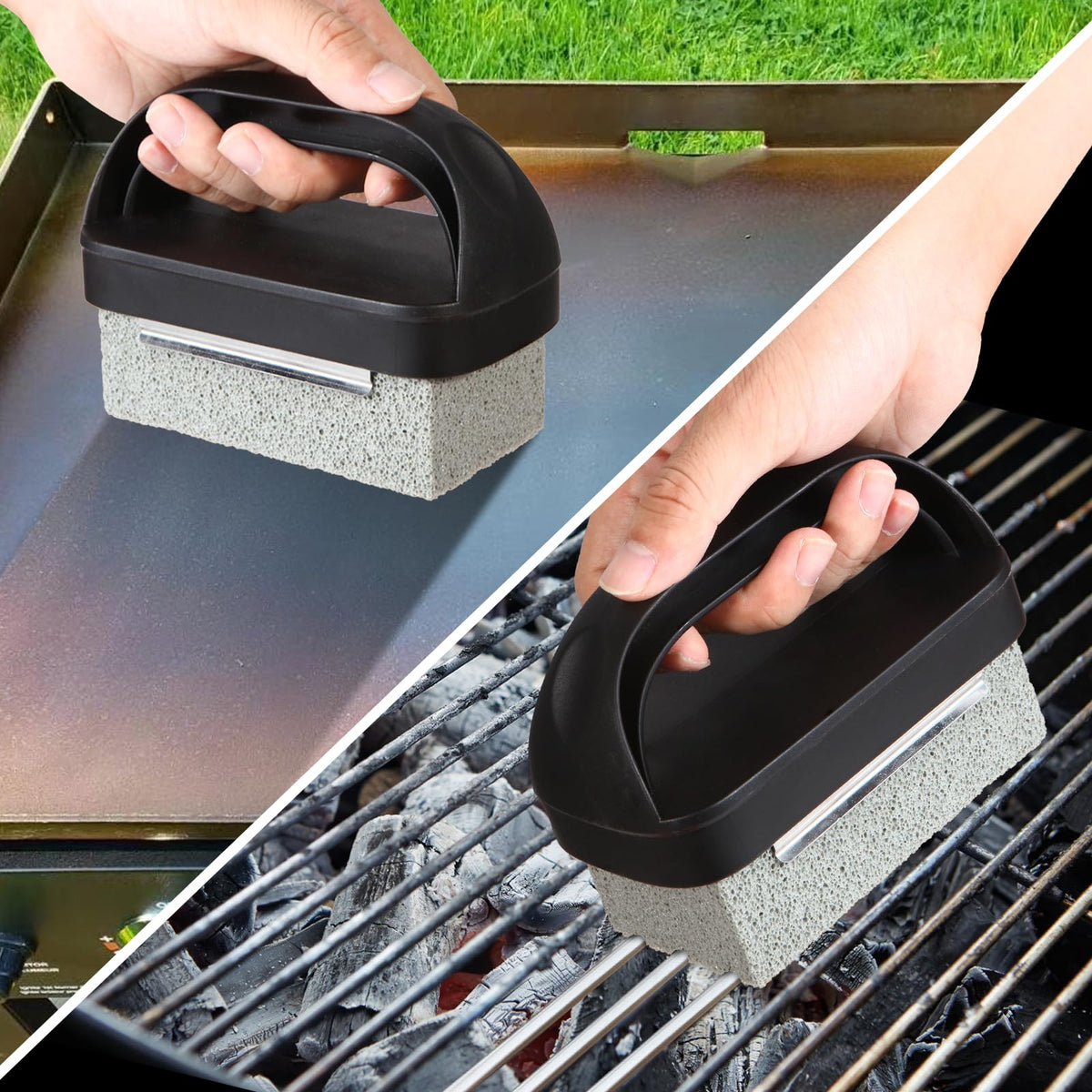 KTUOPEE Griddle stone with handle removes stubborn stains safely.