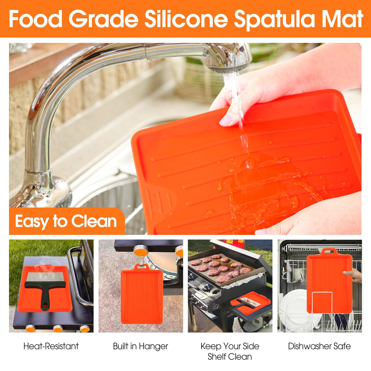 KTUOPEE Griddle Cleaning Kit scouring pads with handle enable safe scrubbing.