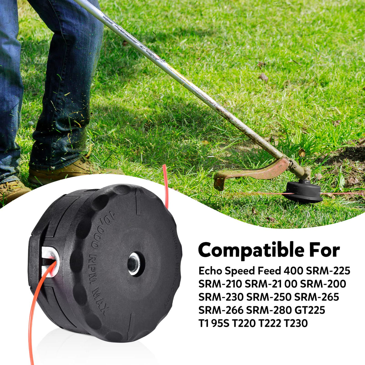 KTWT straight shaft design trimmer head showcased for simple use.