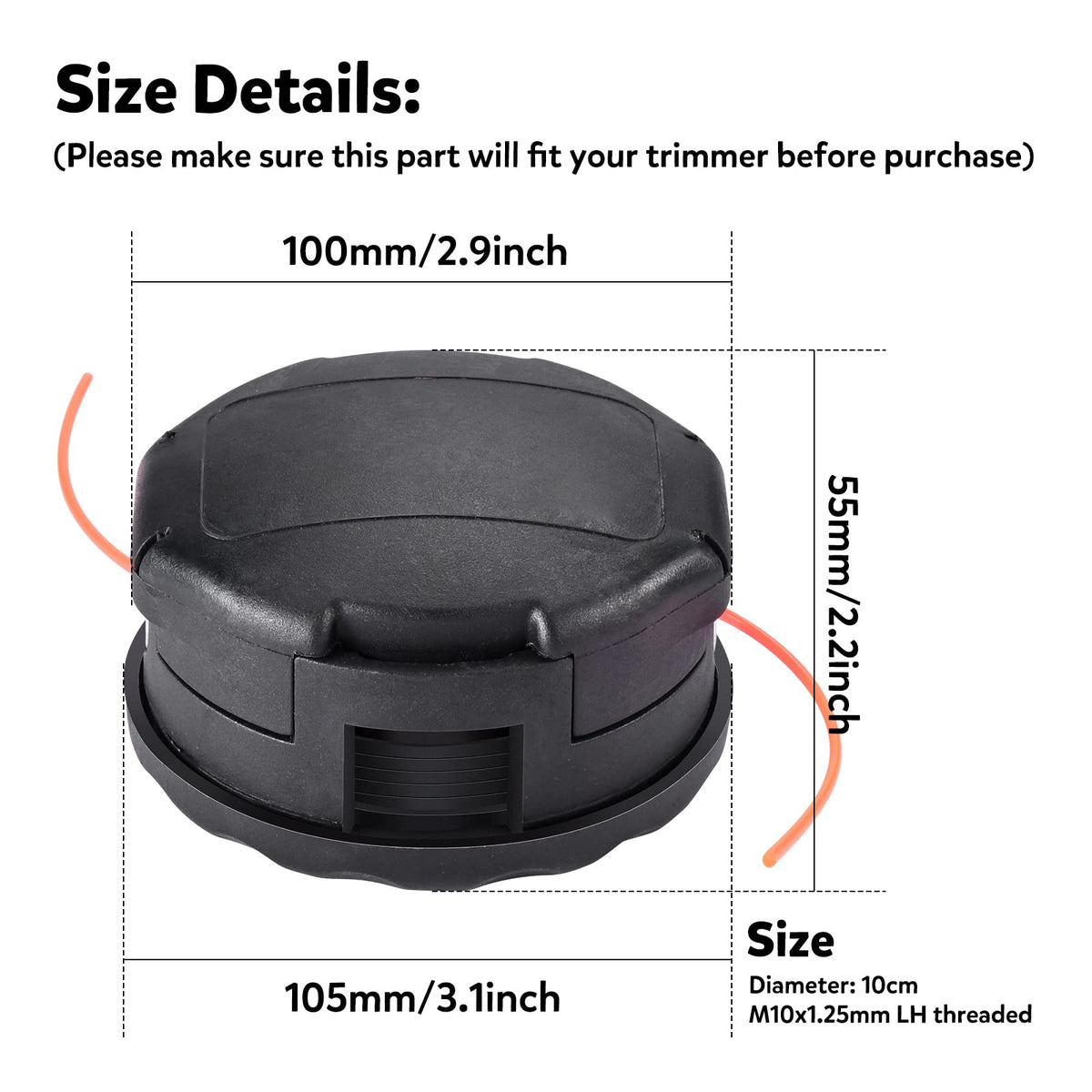 KTWT head with straight shaft compatibility for Echo SRM-225.
