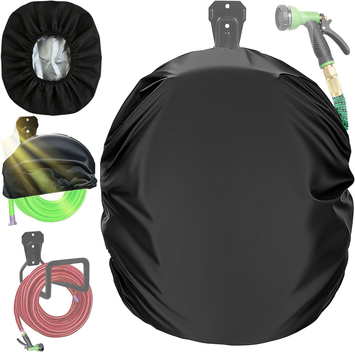 KUAINICE hose cover protects garden reels from weather and UV exposure.