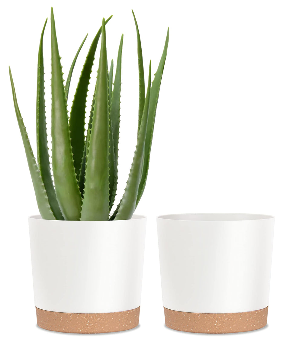 kubvici 10-inch white plant pot with drain holes for indoor display