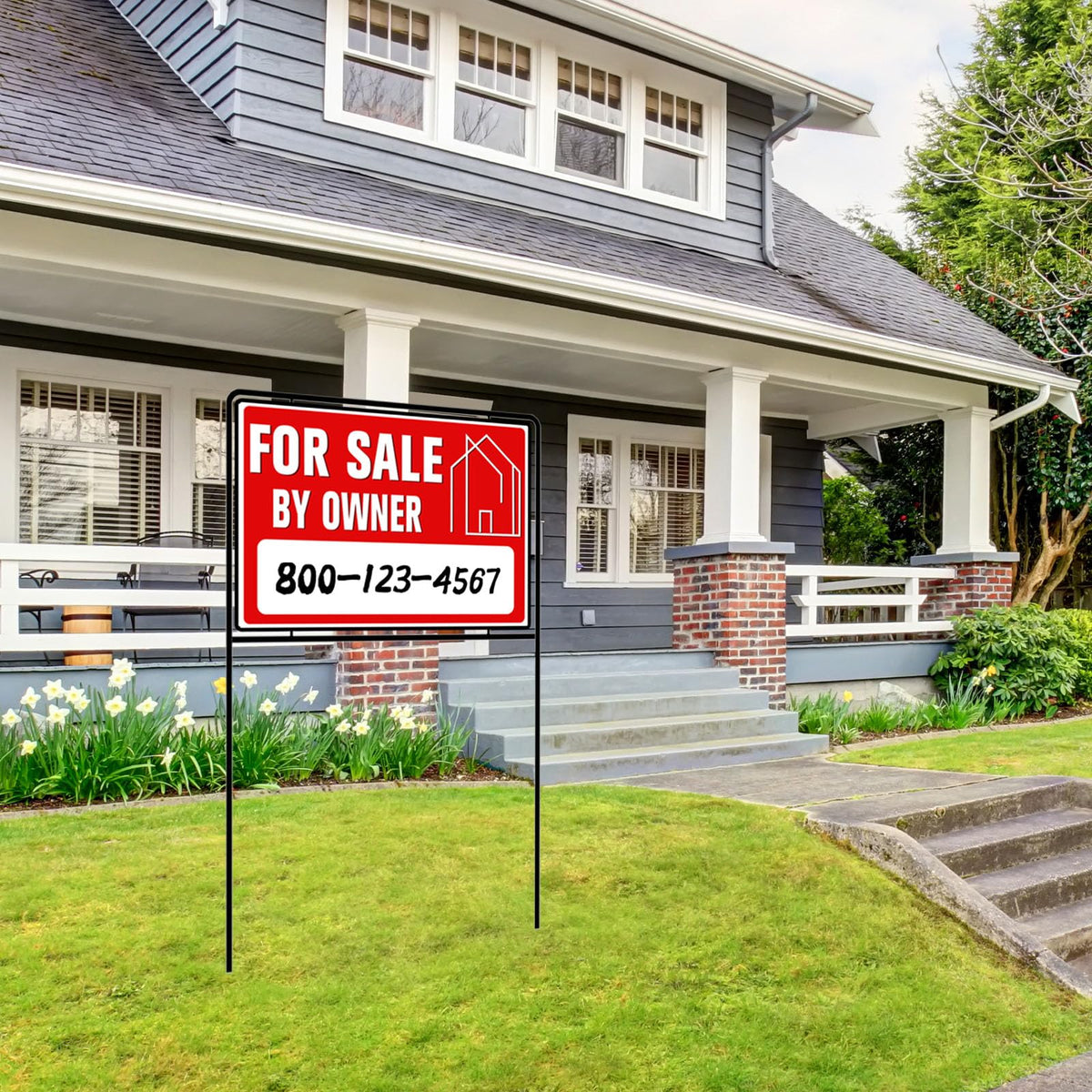 Kuco double-sided yard sign with bold messaging.