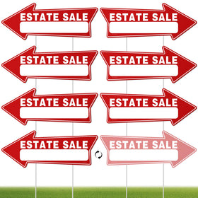 Kuco estate sign 7-piece set with stakes for outdoor yard sales.