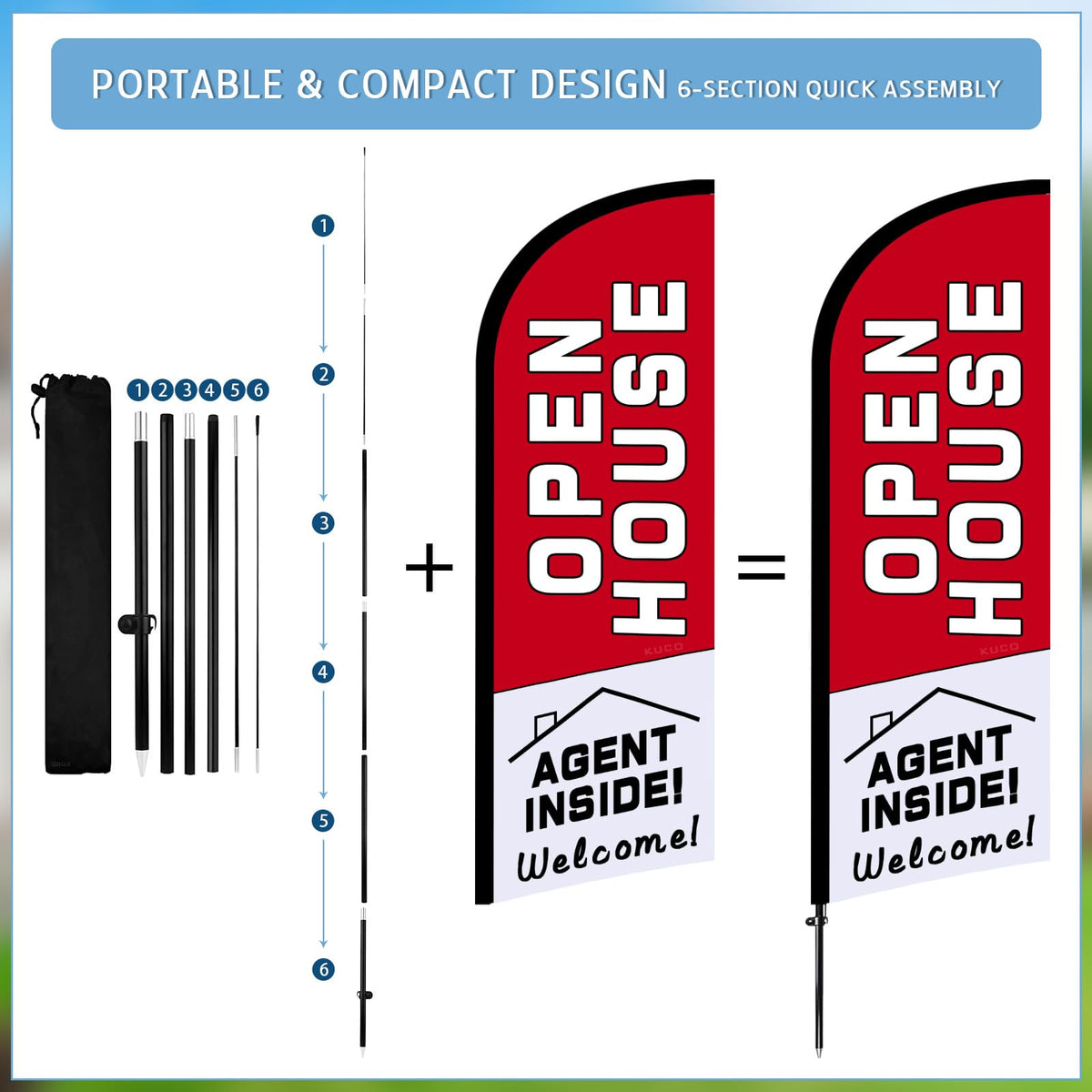 Kuco portable pole-kit folds into a compact, easy-to-carry package.