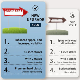 Kuco outdoor yard signs help guide shoppers efficiently with high-contrast red arrows.