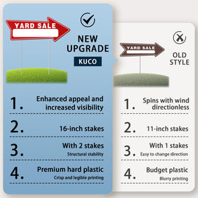 Kuco 16x6 inch yard sale sign offers large readable area outdoors