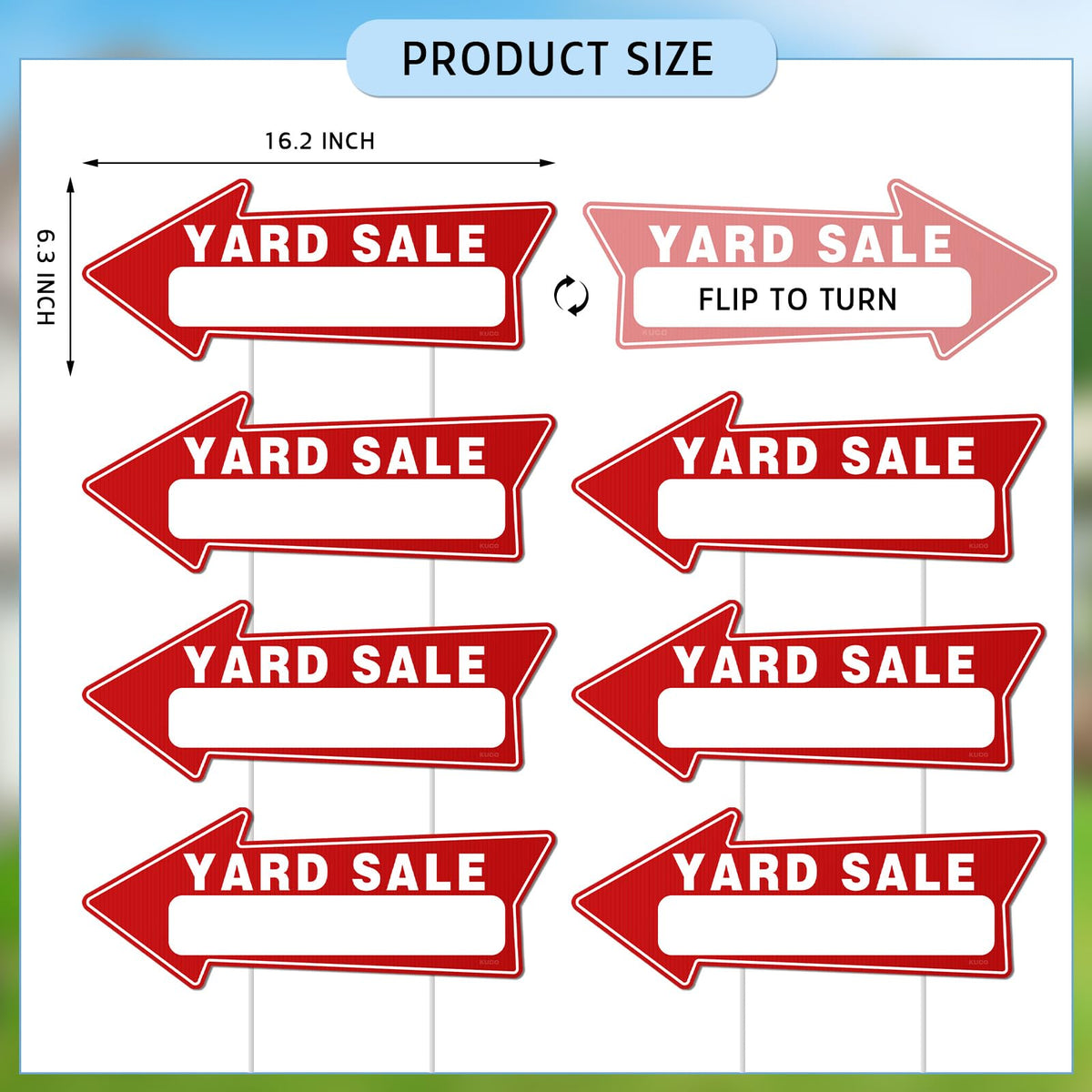 Kuco yard sale stakes 15 inches tall provide sturdy support in wind and rain