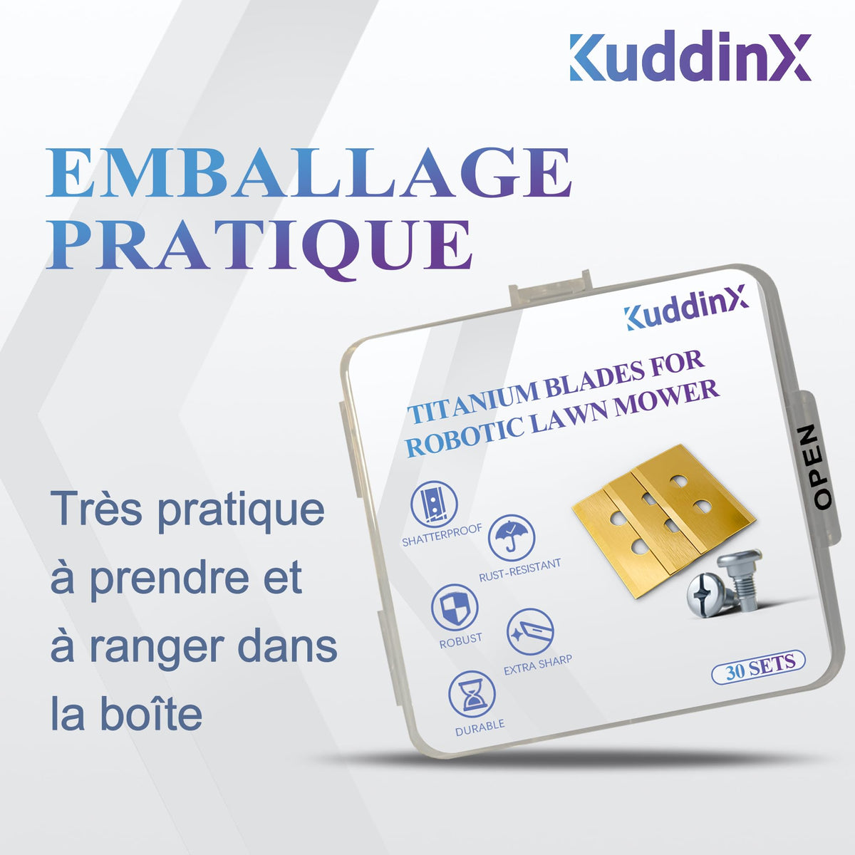 KuddinX Kidding titanium coating close-up highlights durability and corrosion resistance.