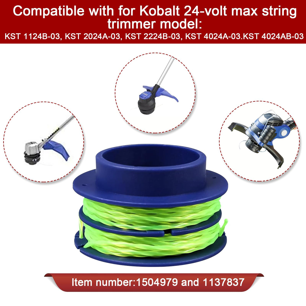 Kudoosen nylon spool close-up shows durability for long cutting sessions.