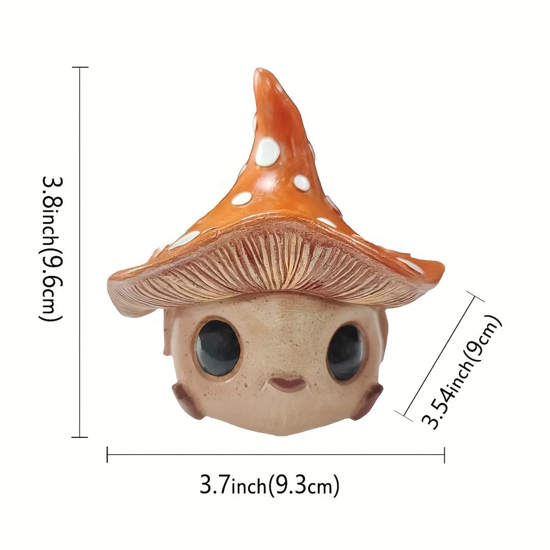 Kudriod mushroom garden statue, side detail, highlights durable weather-resistant design.