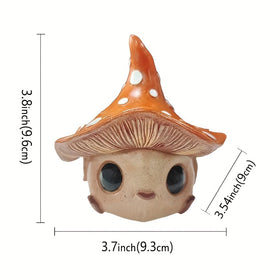 Kudriod mushroom garden statue, side detail, highlights durable weather-resistant design.
