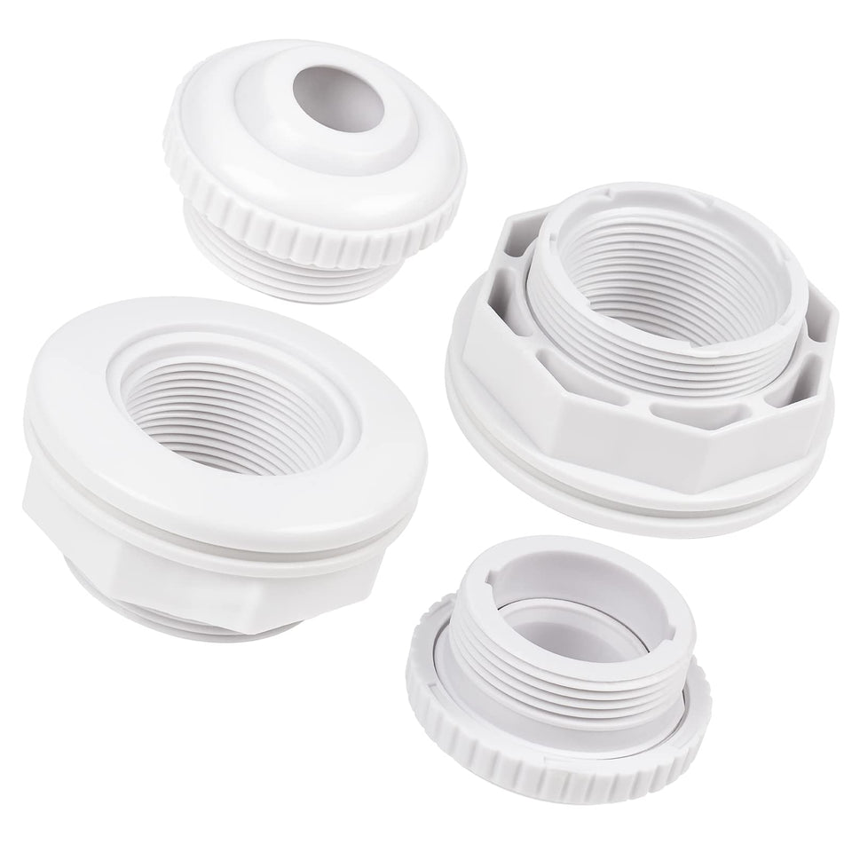 kufudigital SP1023 inlet fitting front view with gasket and locknut for a secure pool wall seal