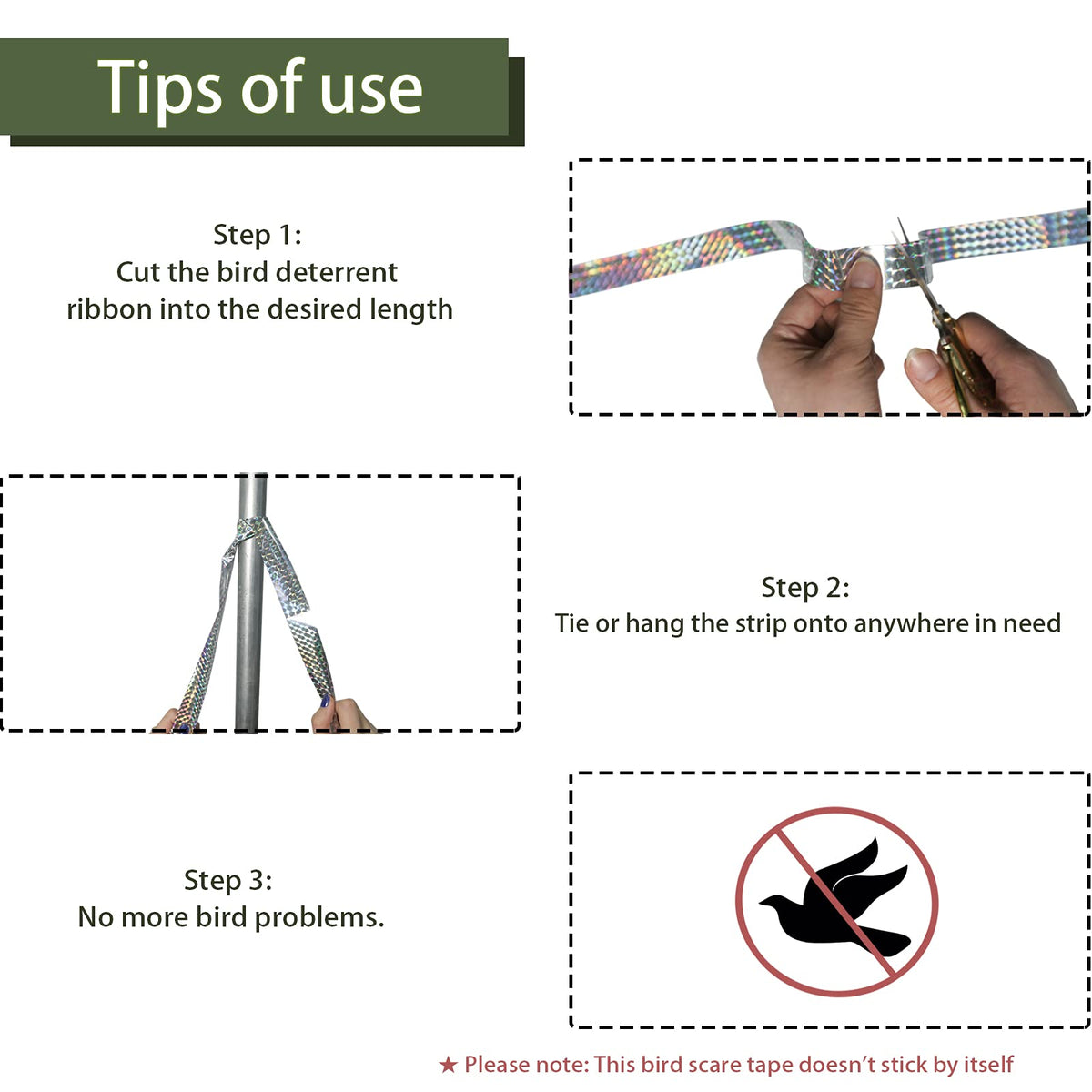 Kugge Bird Flash Tape easy non-adhesive install setup