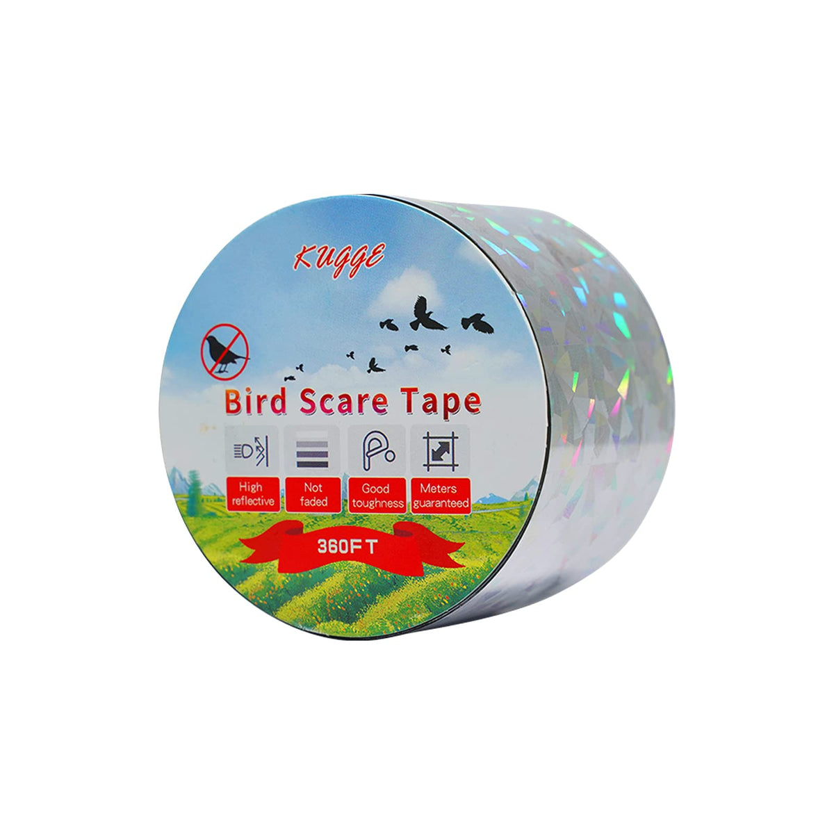 Kugge Bird Flash Tape with holographic diamonds deters birds from gardens
