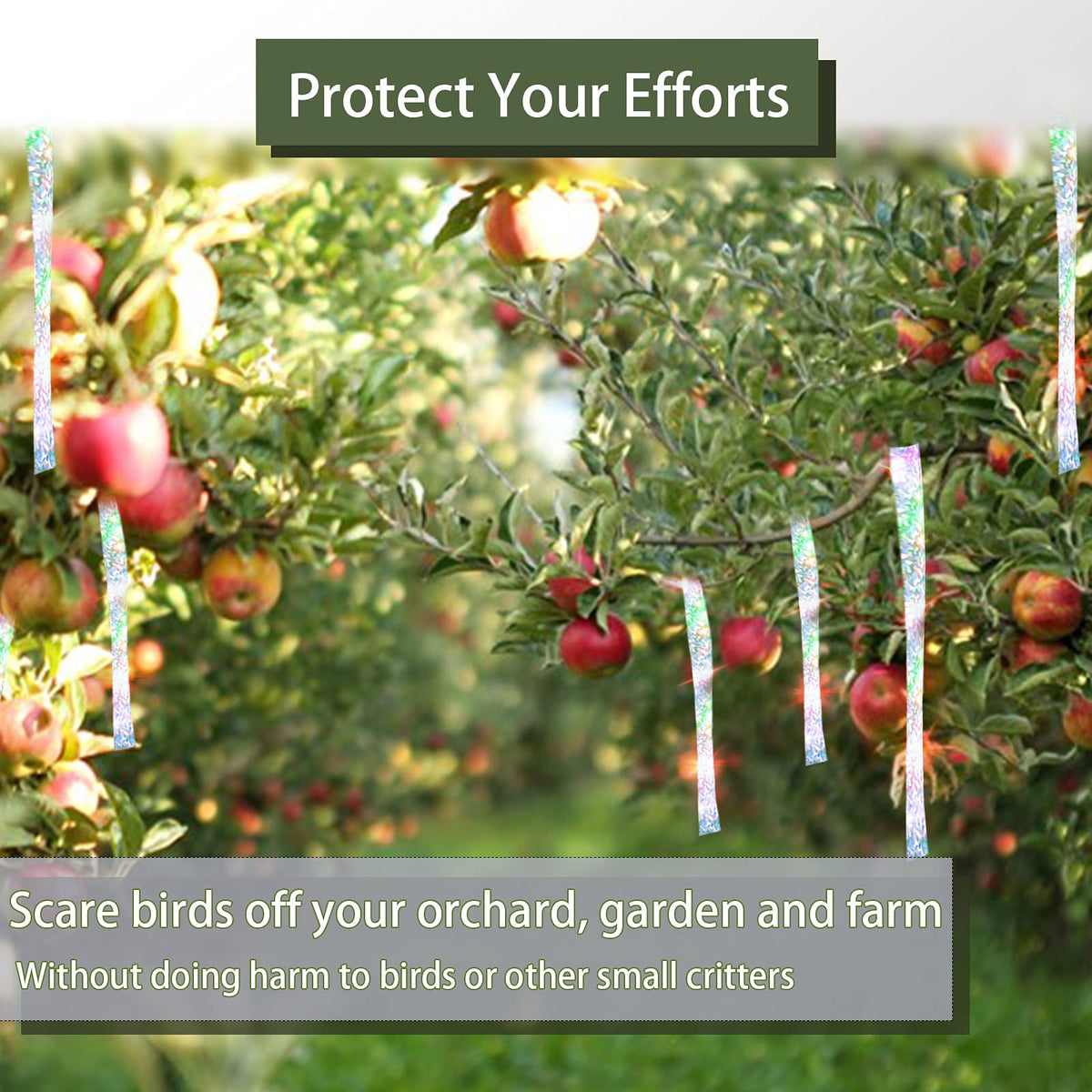 Kugge Bird Flash Tape creates metallic noise near garden beds to deter birds