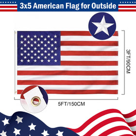 KUJAIS American flag shows sewn stripes with durable year round patriotism
