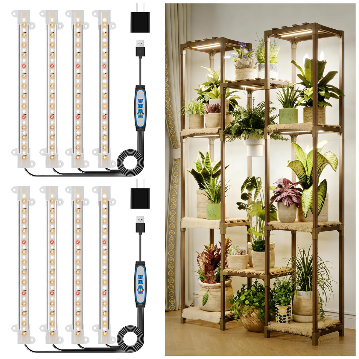 Kullsinss 8-inch LED grow strip mounted on a shelf for compact indoor gardening