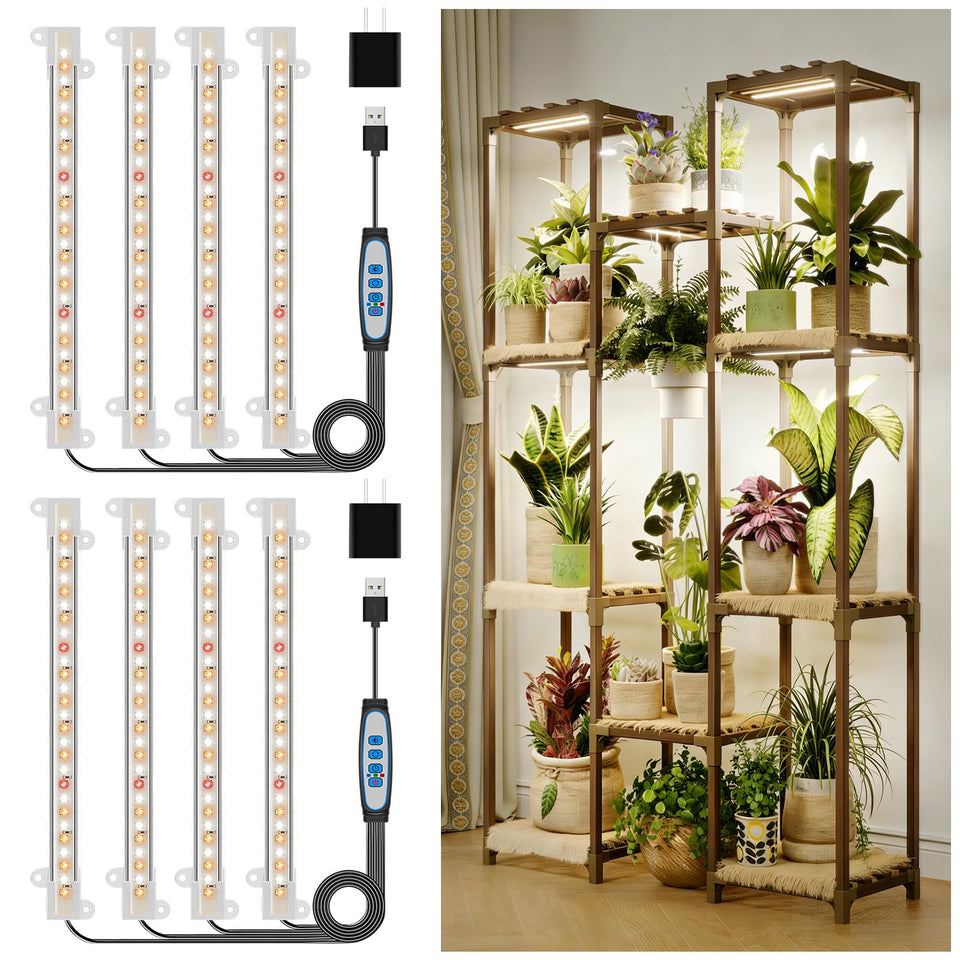 Kullsinss 8-inch LED grow strip mounted on a shelf for compact indoor gardening