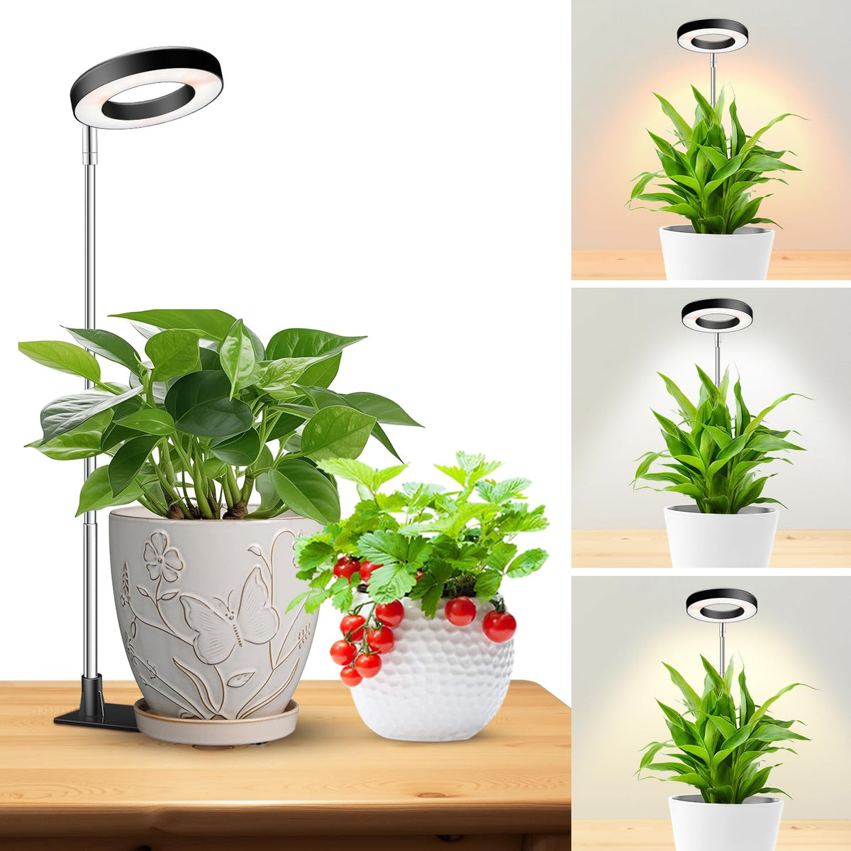 Kullsinss grow light with base provides stable desk setup for indoor plants.