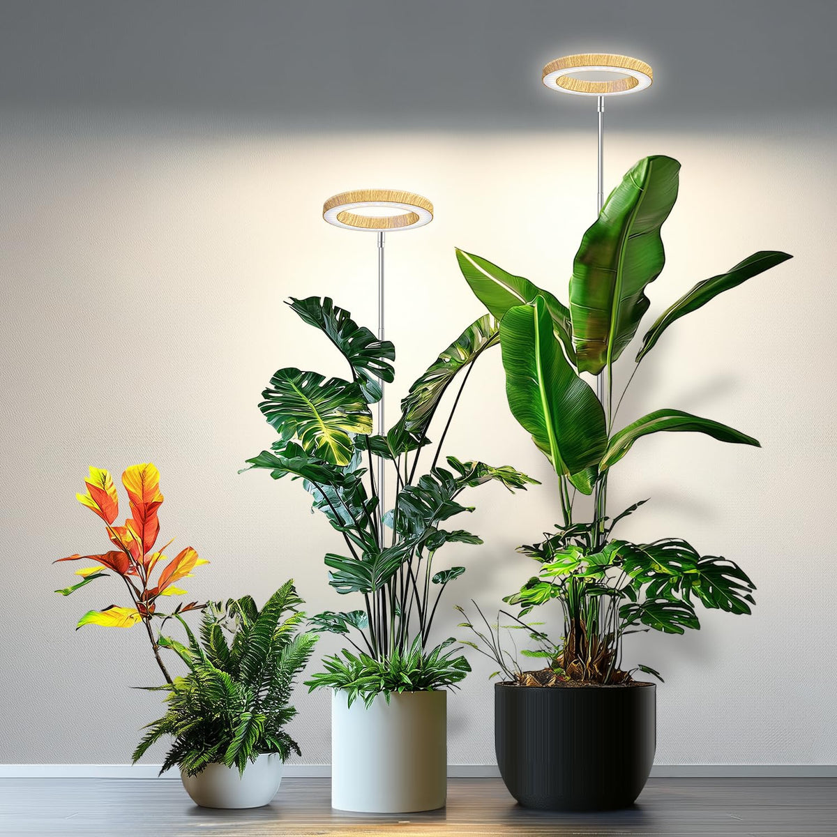 Kullsinss Grow Light with faux woodgrain design enhances indoor plant growth and decor
