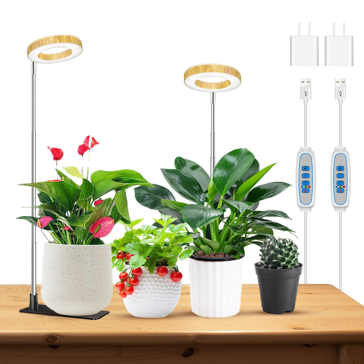 Kullsinss Grow Light with full spectrum 48 LEDs supports indoor seedling growth.