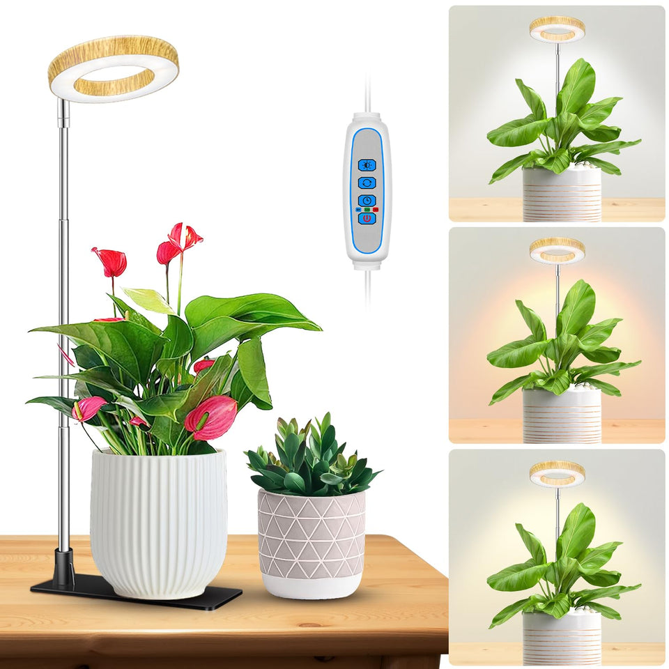 Kullsinss grow light with faux woodgrain design enhances indoor plant setup