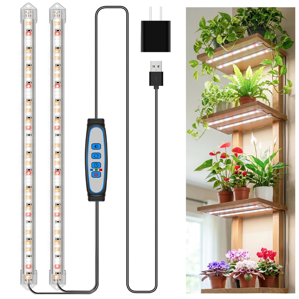 Kullsinss grow lights strip close-up showing 120 LEDs for full-spectrum indoor growth.