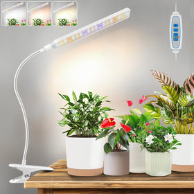 Kullsinss grow light clip-on front view with full spectrum LEDs for seedlings.