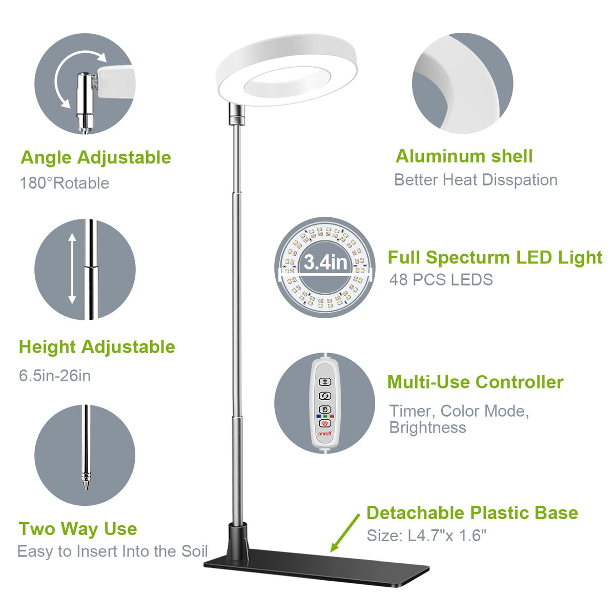 Kullsinss halo grow light height adjustment extends reach for larger plant areas.