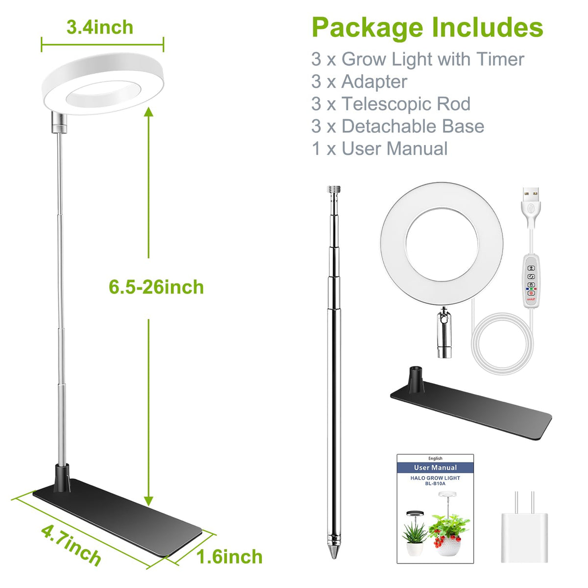 Kullsinss halo grow light three-pack display highlights versatile indoor planting setups.