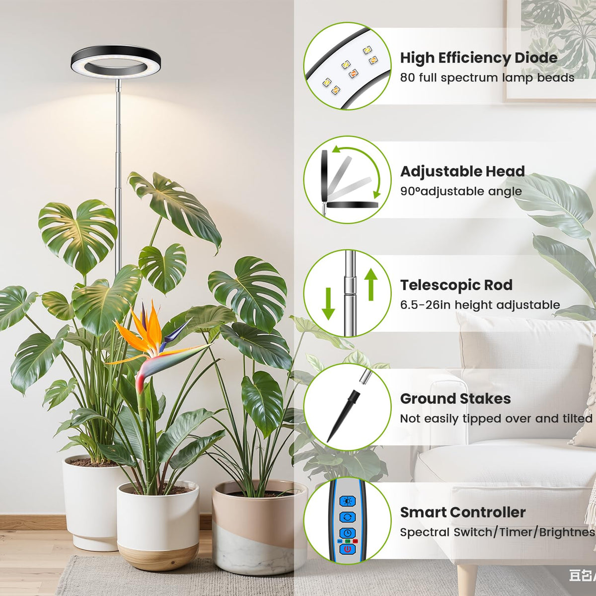 Kullsinss safe indoor lighting with efficient heat dissipation protects leaves.