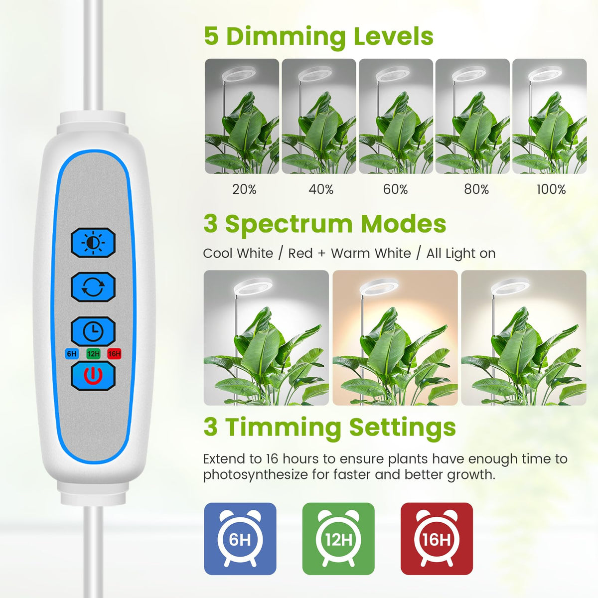 Kullsinss White Grow Light height adjustment from 10 to 65 inches.