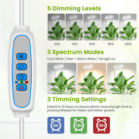 Kullsinss White Grow Light height adjustment from 10 to 65 inches.