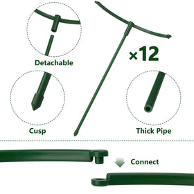 Kulusion garden fence assembly shows flexible connections for strong plant framing