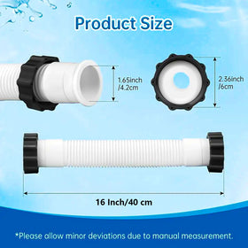 KUMATER 11535 16-inch pool hose, flexible and sun-resistant for outdoor above-ground pools.