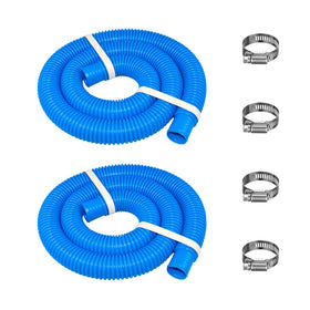 KUMATER pool filter hose blue assembly shows quick setup for above-ground pools