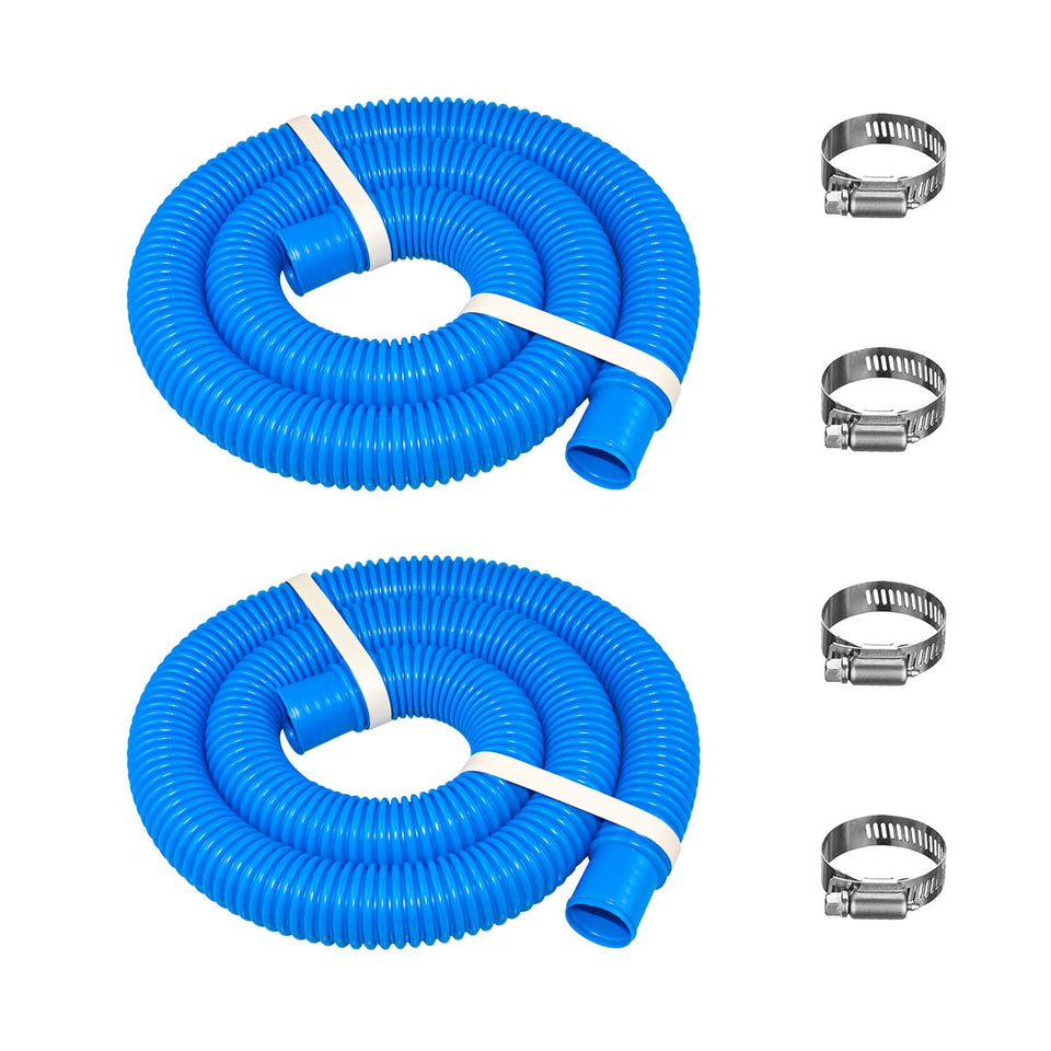 KUMATER pool filter hose blue assembly shows quick setup for above-ground pools