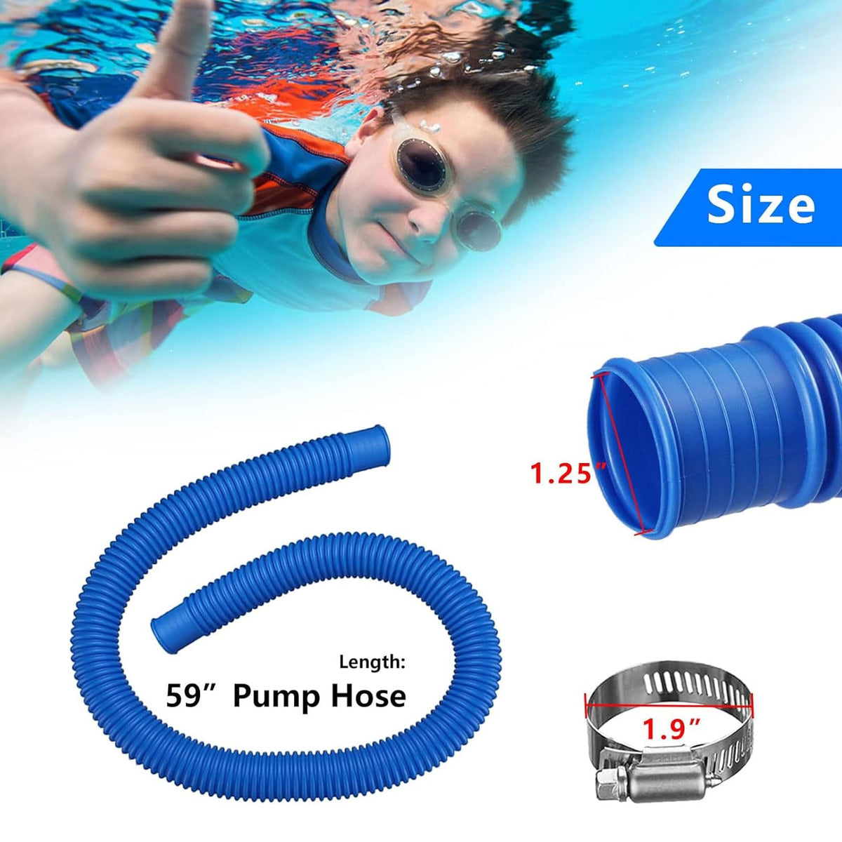 KUMATER pool hose clamps four-pack shown for secure, leak-proof connections