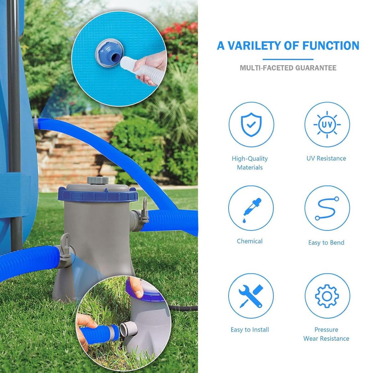 KUMATER durable PE material resists corrosion and wear for long-lasting use